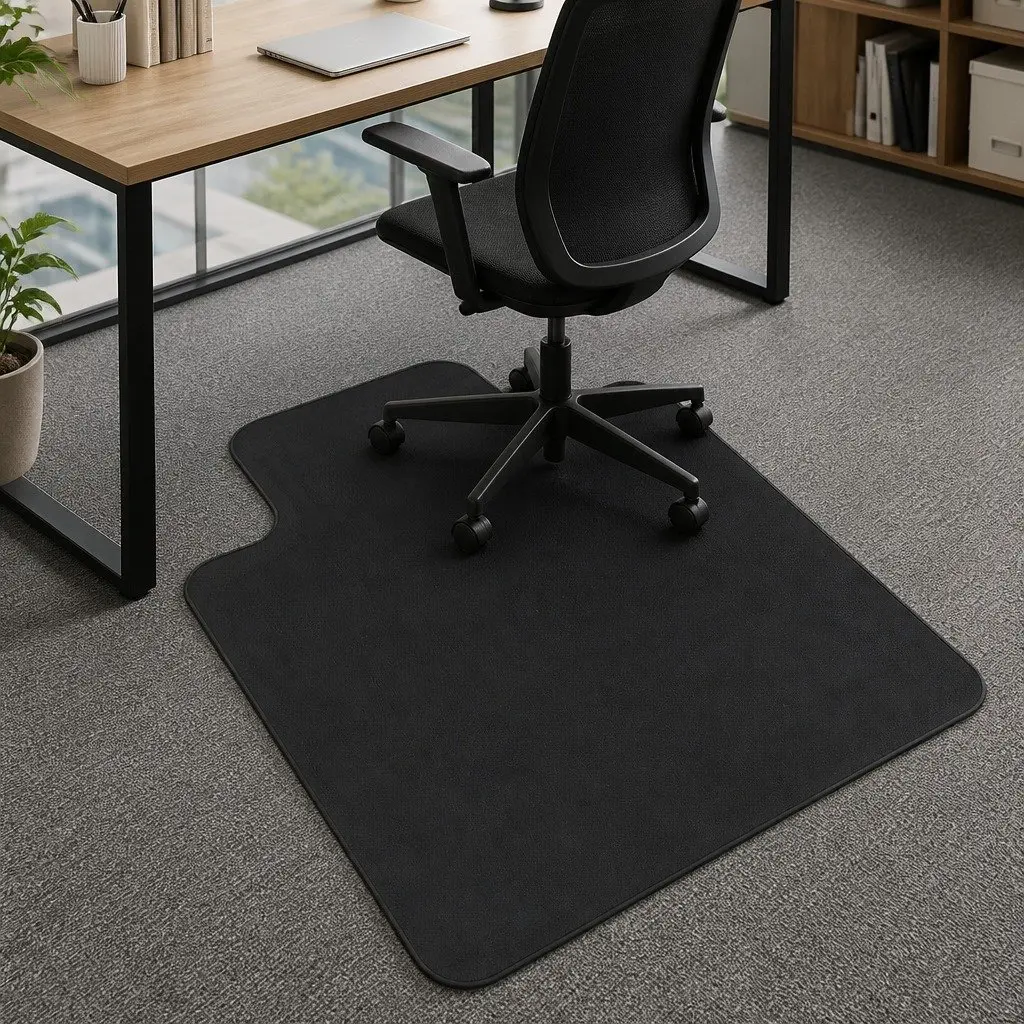 Chair Mat Hard Floor Protector 120x90cm Clear or Black PVC for Office Home Desk Rolling Gripper