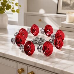 16 Pack Diamond Crystal Cabinet Knobs 40mm Red Drawer Door Cupboard Hardware