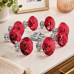16 Pcs Crystal Diamond Cabinet Knobs 30mm Red Drawer Door Wardrobe Hardware
