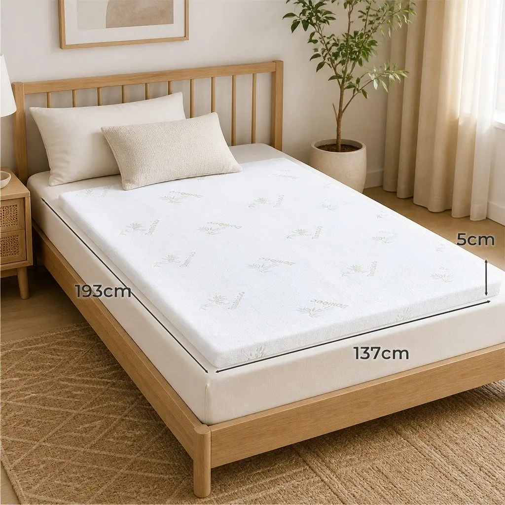 Memory Foam Mattress Topper Cool Gel Infused 5cm Thickness Bamboo