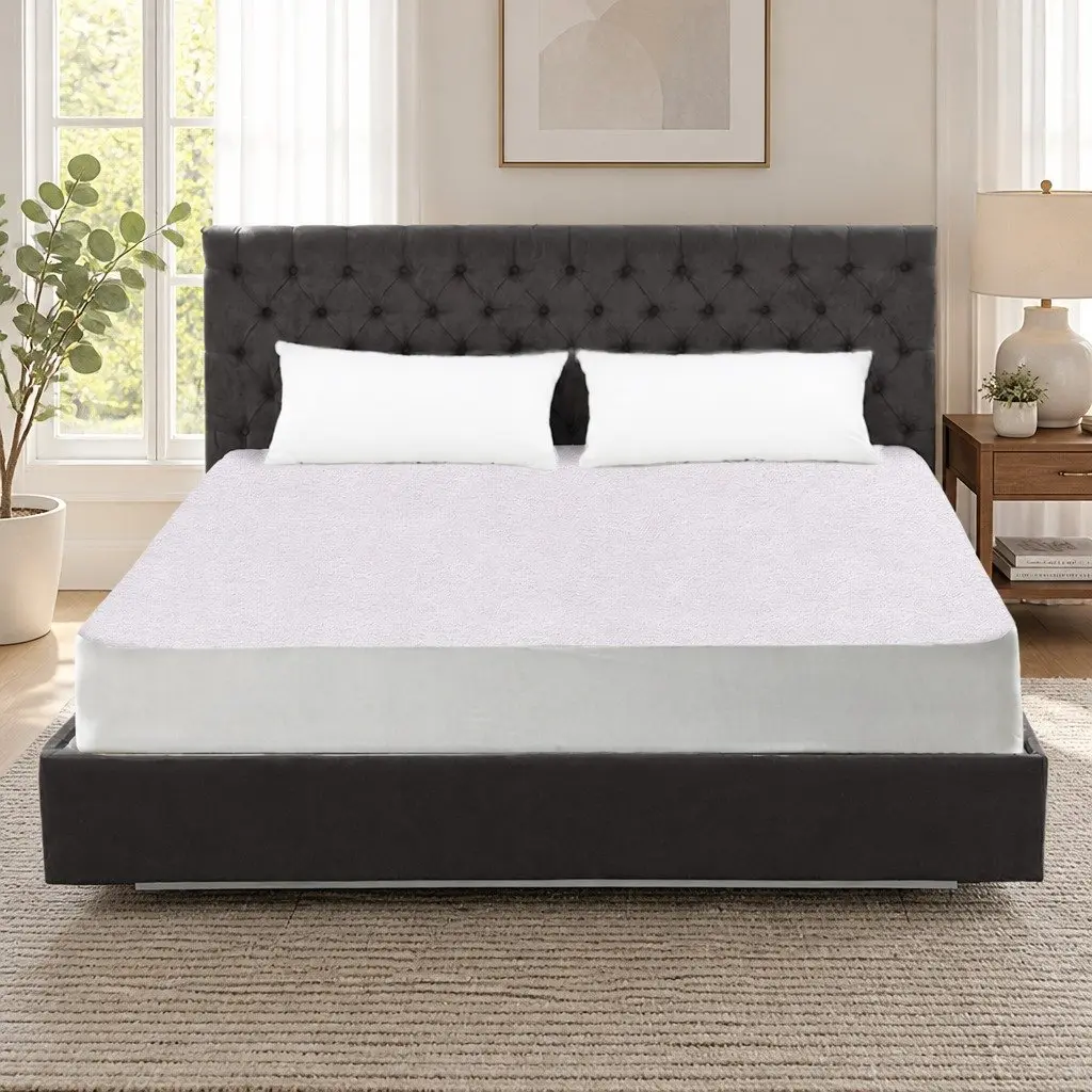 Mattress Protector Waterproof Dust Mite Barrier Terry Cotton Fitted White