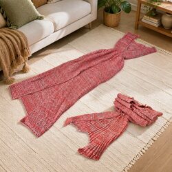 Mermaid Tail Crochet Blanket Sofa Throw Cozy Sleeping Wrap All Seasons
