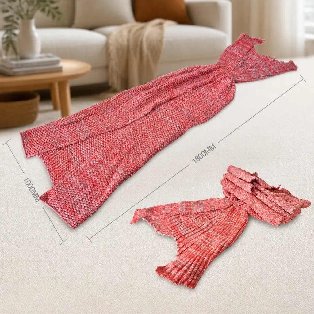 Mermaid Tail Crochet Blanket Sofa Throw Cozy Sleeping Wrap All Seasons
