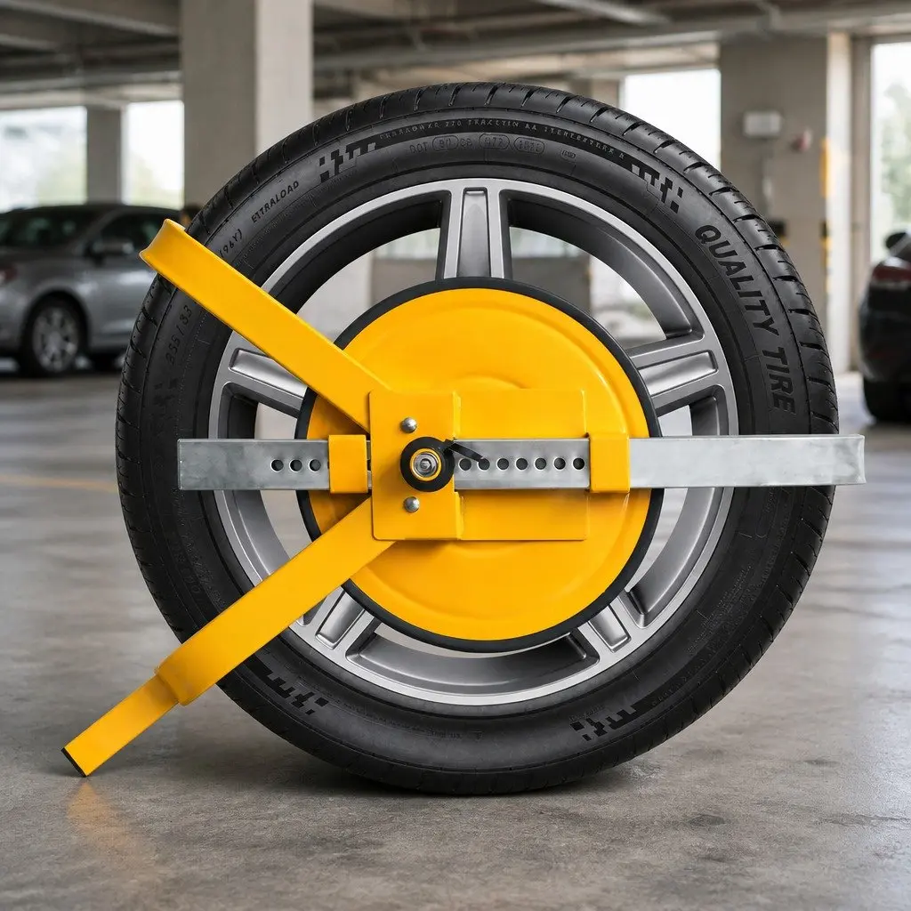 Wheel Lock Clamp Anti-Theft Security Device Steel Construction 13 to 15 Inch Yellow
