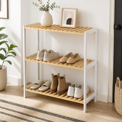 Bamboo Storage Rack 3 Tier Shelf Organiser Shoe Plant Display Stand