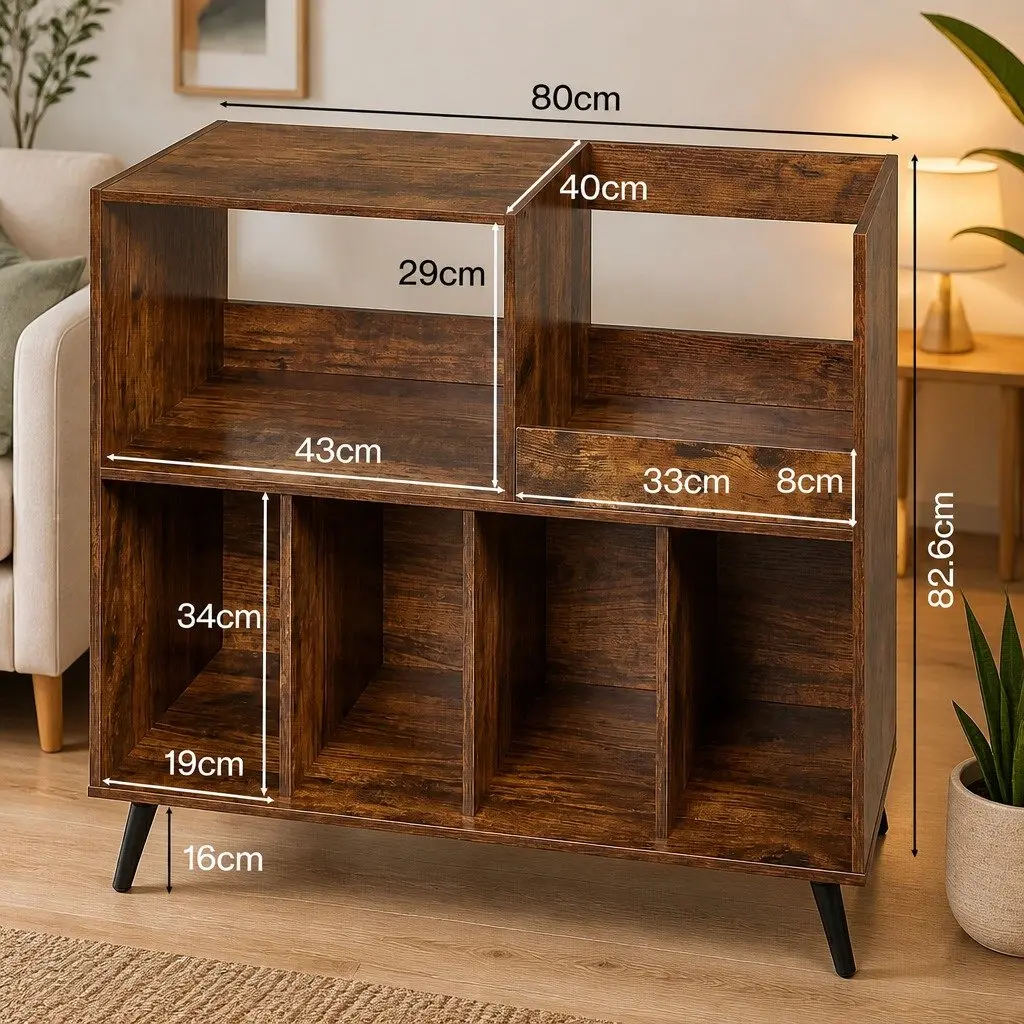 Record Player Stand Vinyl Storage Cabinet Turntable Table 300+ Albums Display
