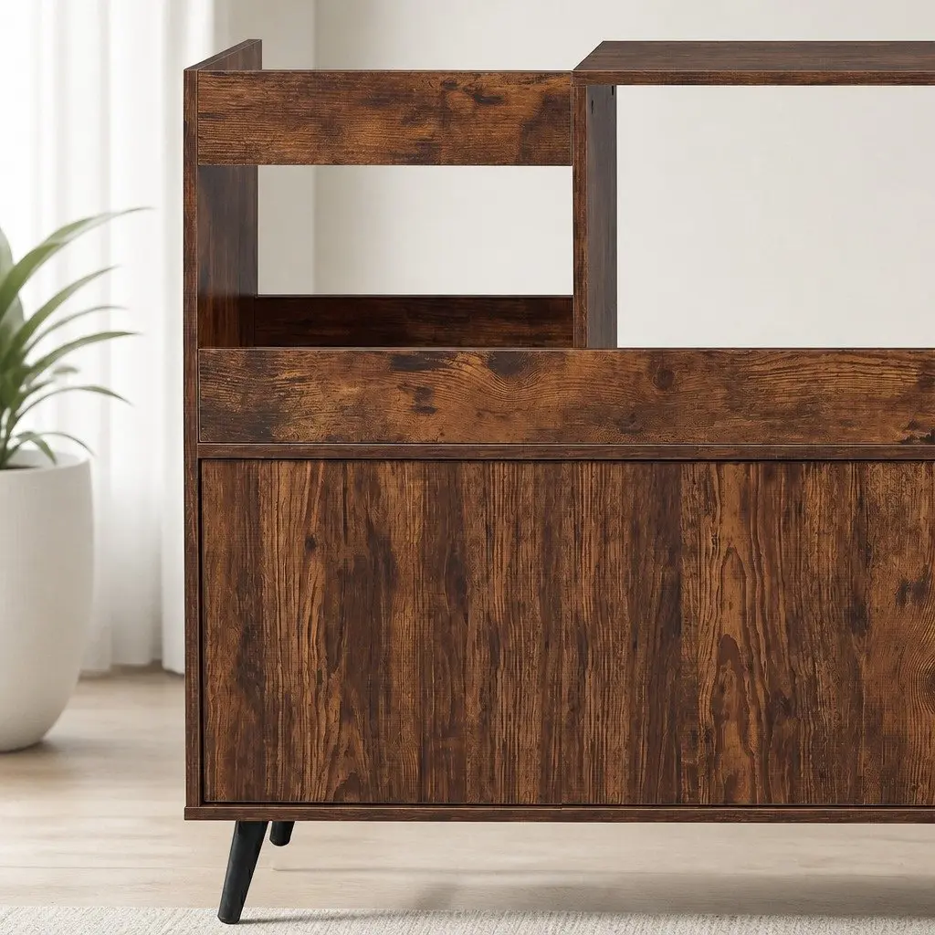 Record Player Stand Vinyl Storage Cabinet Turntable Table 300+ Albums Display