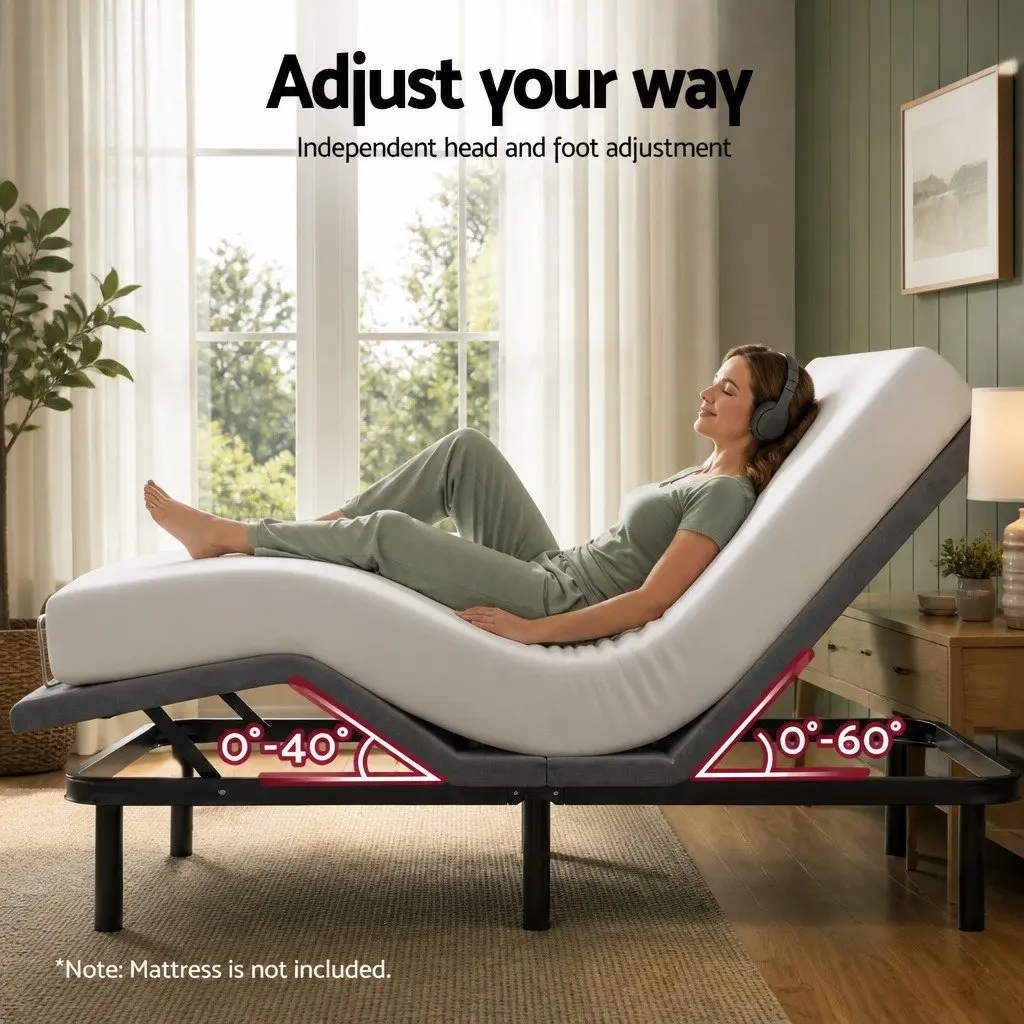Electric Adjustable Bed Frame Double Size Wireless Remote Zero Gravity Black