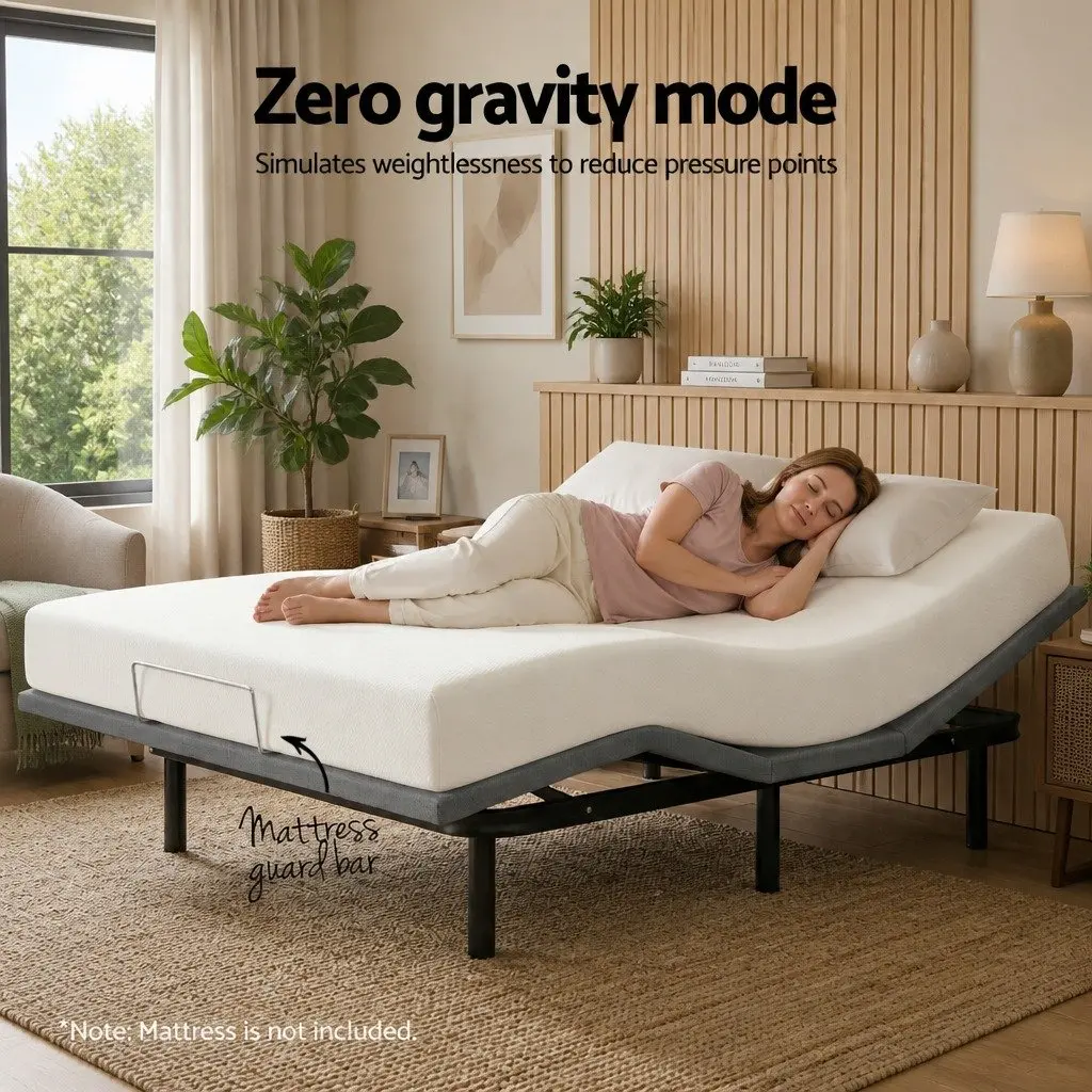 Electric Adjustable Bed Frame Double Size Wireless Remote Zero Gravity Black