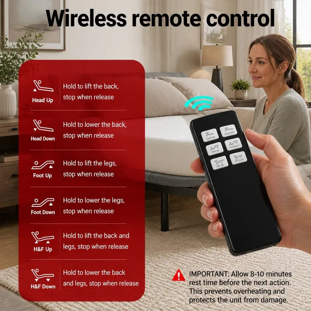 Electric Adjustable Bed Frame Double Size Wireless Remote Zero Gravity Black