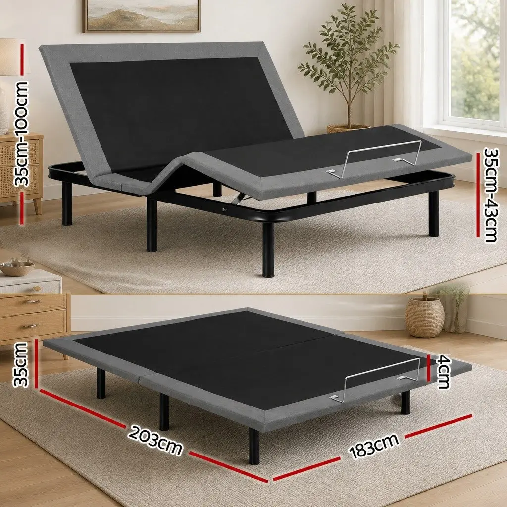 Electric Adjustable Bed Frame King Size Zero Gravity Wireless Remote Black