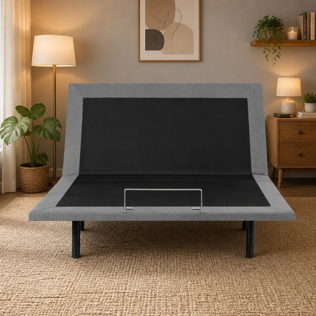 Electric Adjustable Bed Frame Queen Size Zero Gravity Wireless Remote Control Black