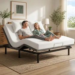 King Adjustable Bed Frame with Memory Foam Mattress Combo Wireless Remote Head