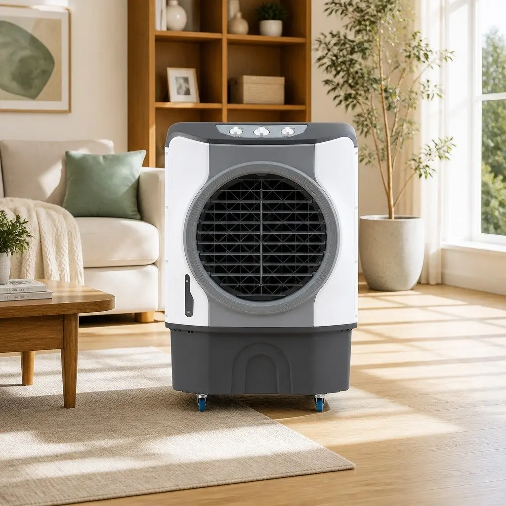 Evaporative Air Cooler 45L Portable Humidifier Purifier 3-in-1 Tower Fan White Blue