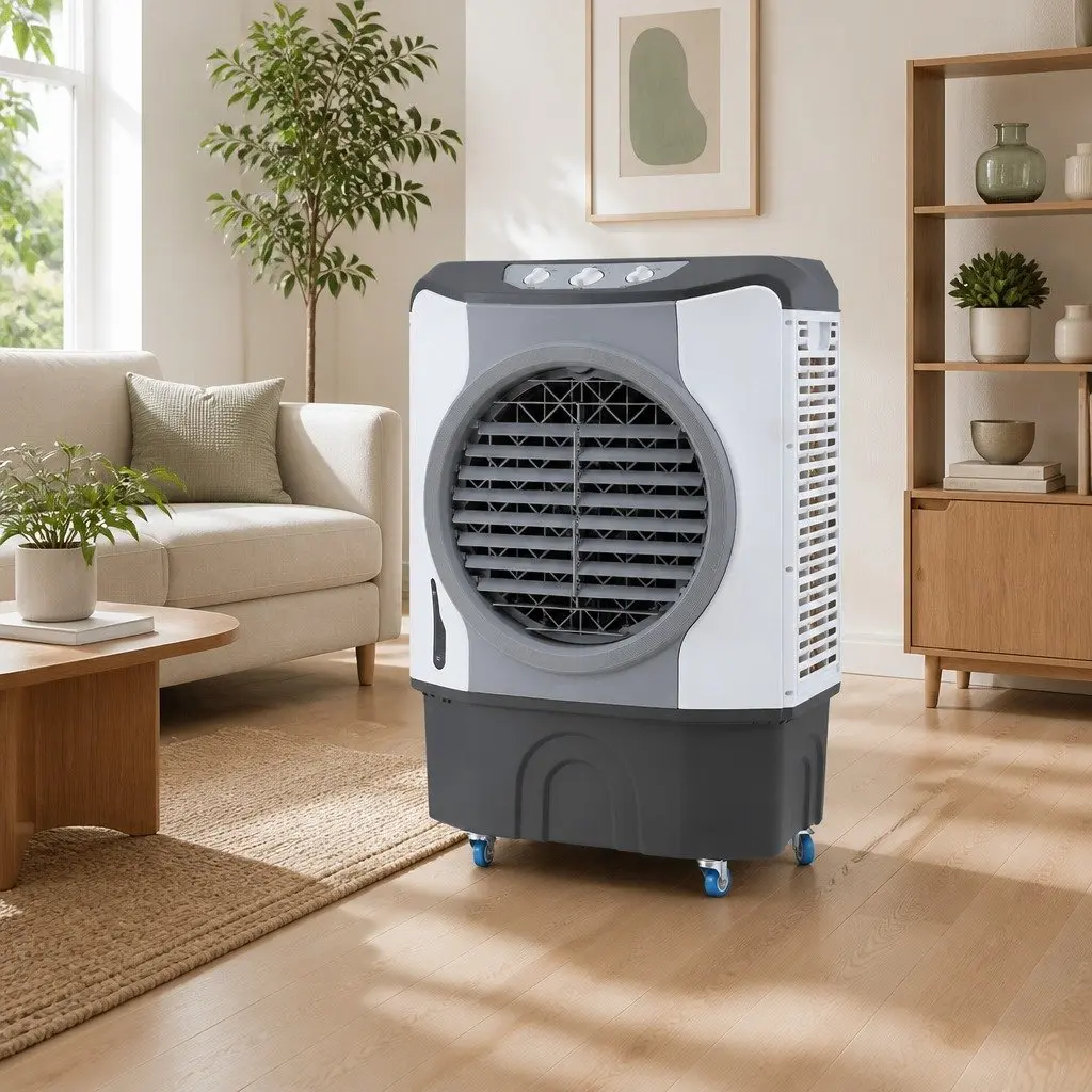 Evaporative Air Cooler 45L Portable Humidifier Purifier 3-in-1 Tower Fan White Blue