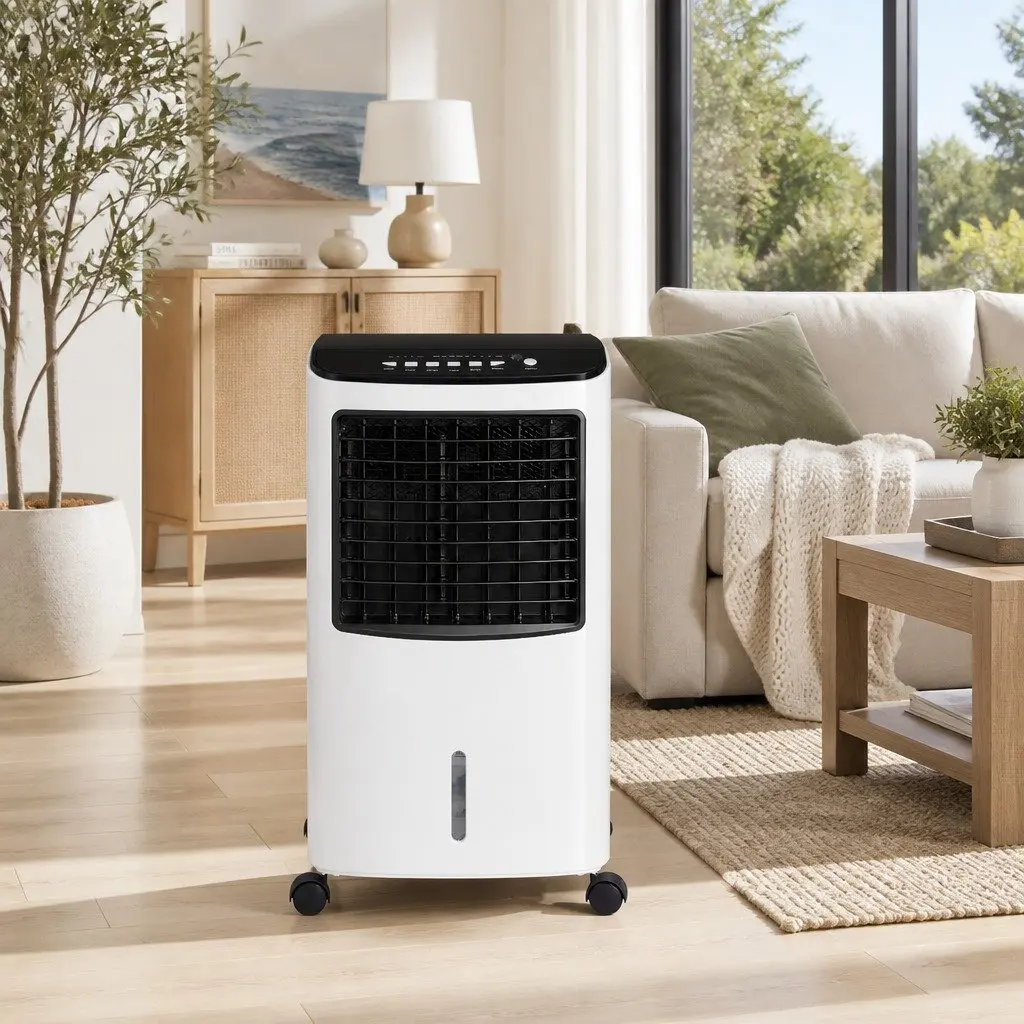 Evaporative Air Cooler 8L Tank 4-in-1 Humidifier Purifier Fan White
