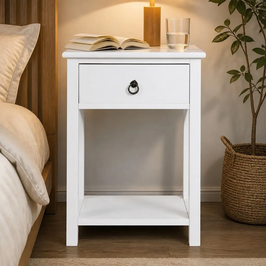 Bedside Tables with Drawers Set of 2 Modern Nightstand Storage Side Table