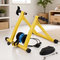 Bike Trainer Stand Indoor Cycling Home Gym 6 Level Magnetic Resistance Yellow