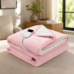 Electric Heated Throw Blanket Dual Side Fleece Flannel 9 Temperature Settings