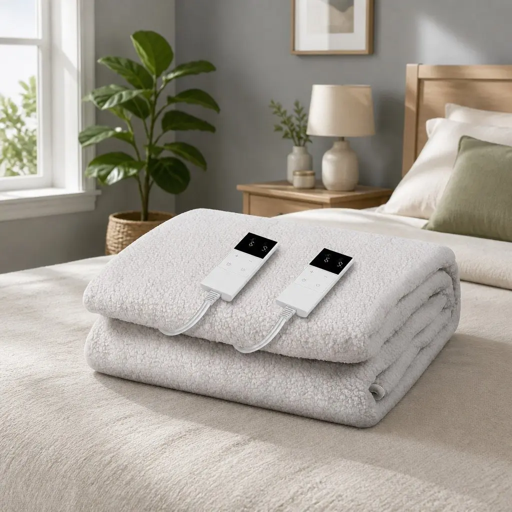 Electric Blanket Fully Fitted King Size Fleecy Underlay with Nine Temperature Settings and LED Display Controller