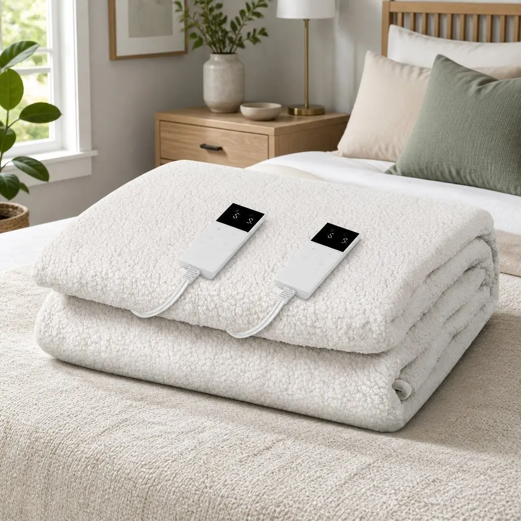 Electric Blanket Fully Fitted King Size Fleecy Underlay with Nine Temperature Settings and LED Display Controller