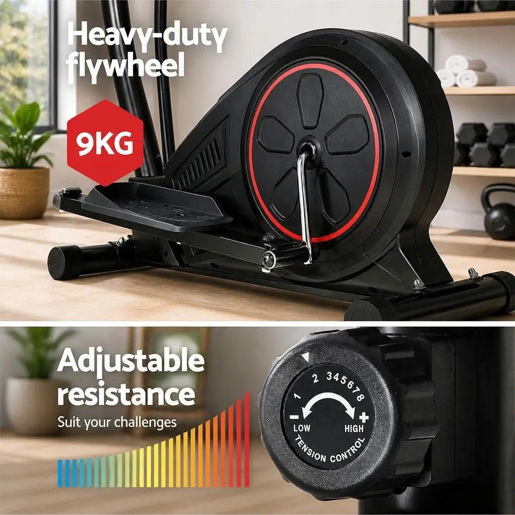 Elliptical Cross Trainer Exercise Bike Low Impact Full Body Workout Adjustable Resistance LCD Display Black