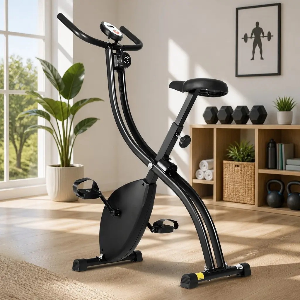 Folding Exercise Bike Magnetic Stationary Indoor Cycling Cardio Fitness Machine