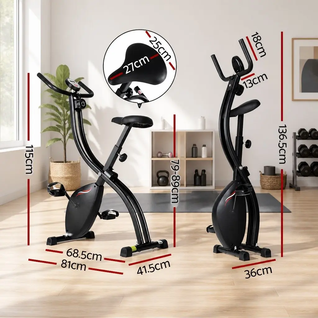 Folding Exercise Bike Magnetic Stationary Indoor Cycling Cardio Fitness Machine