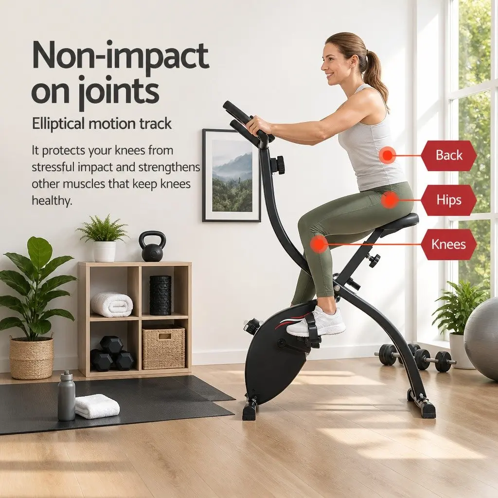 Folding Exercise Bike Magnetic Stationary Indoor Cycling Cardio Fitness Machine