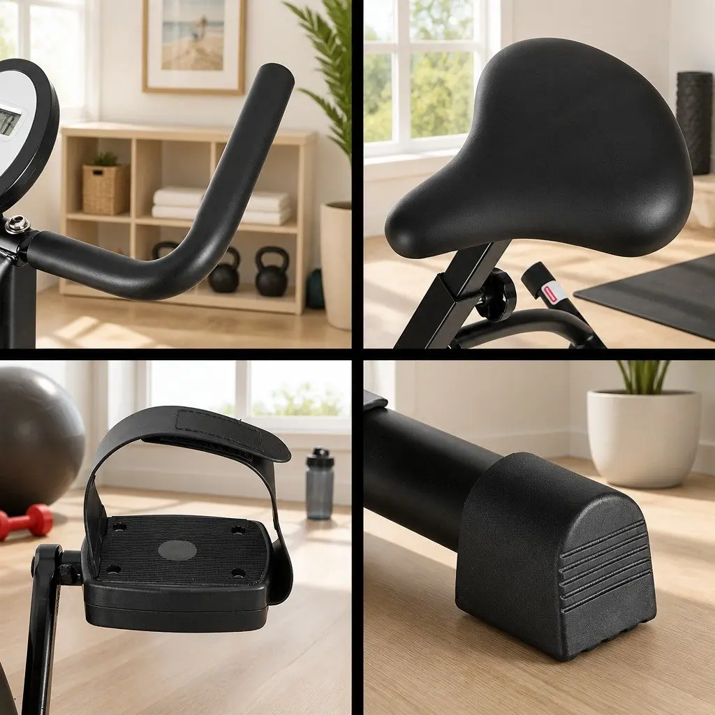 Folding Exercise Bike Magnetic Stationary Indoor Cycling Cardio Fitness Machine