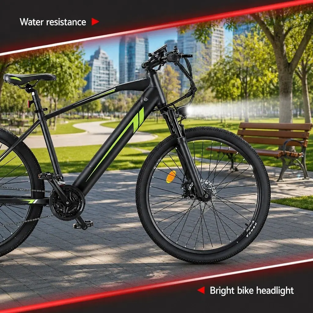 Electric Mountain Bike 250W Motor 27.5 Inch Wheel 21 Speed Aluminium Alloy Frame Black