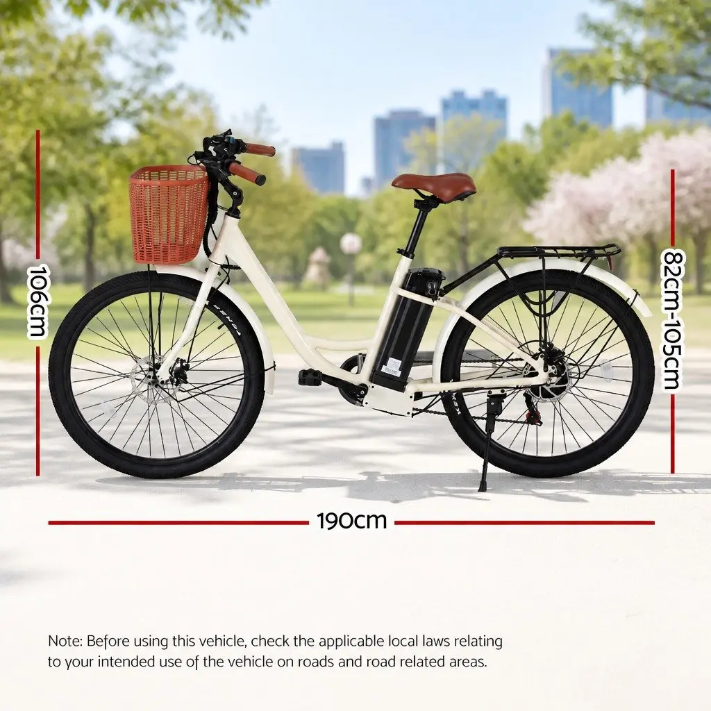 Electric City Bike 26" eBike Commuter Bicycle Brushless Motor Battery Powered
