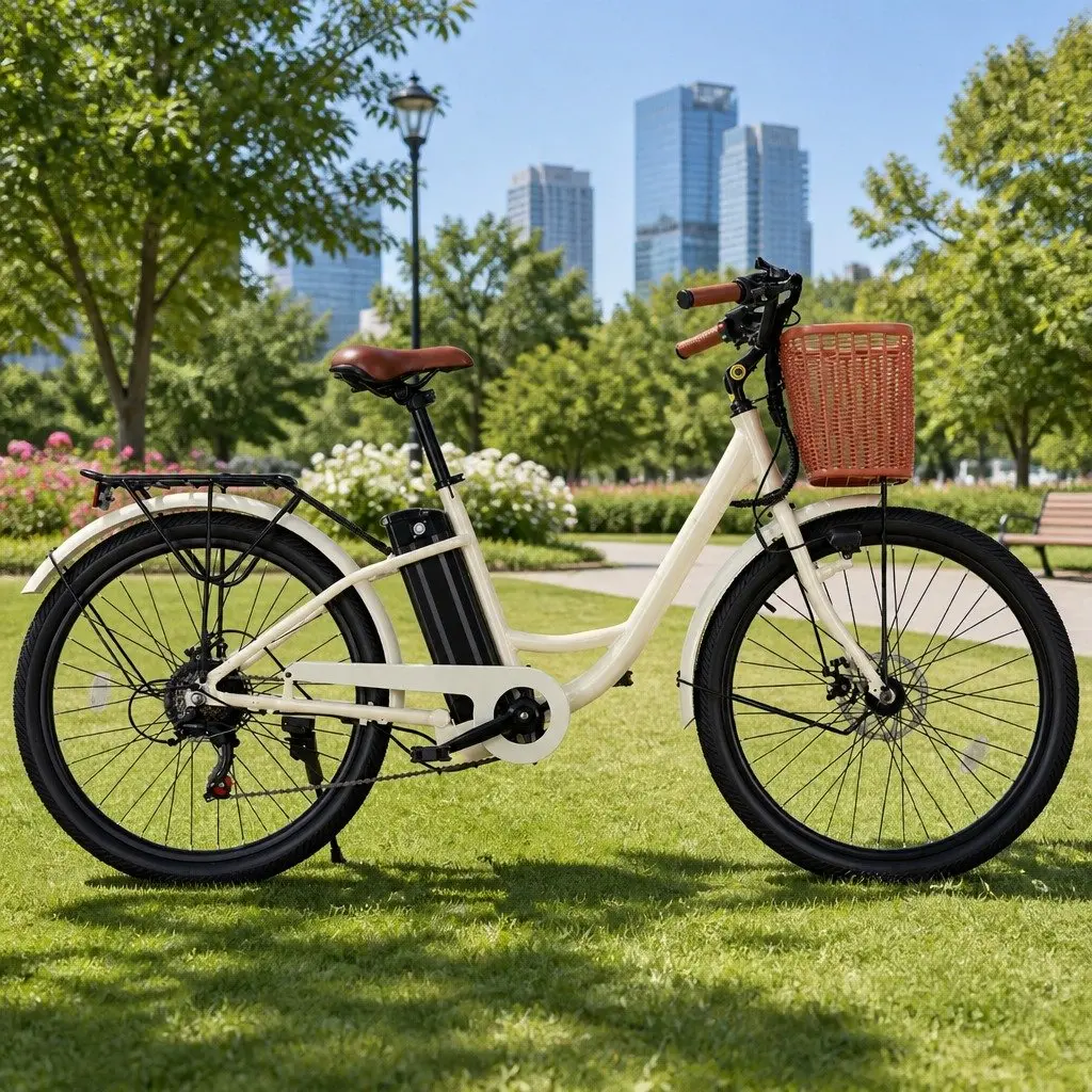 Electric City Bike 26" eBike Commuter Bicycle Brushless Motor Battery Powered