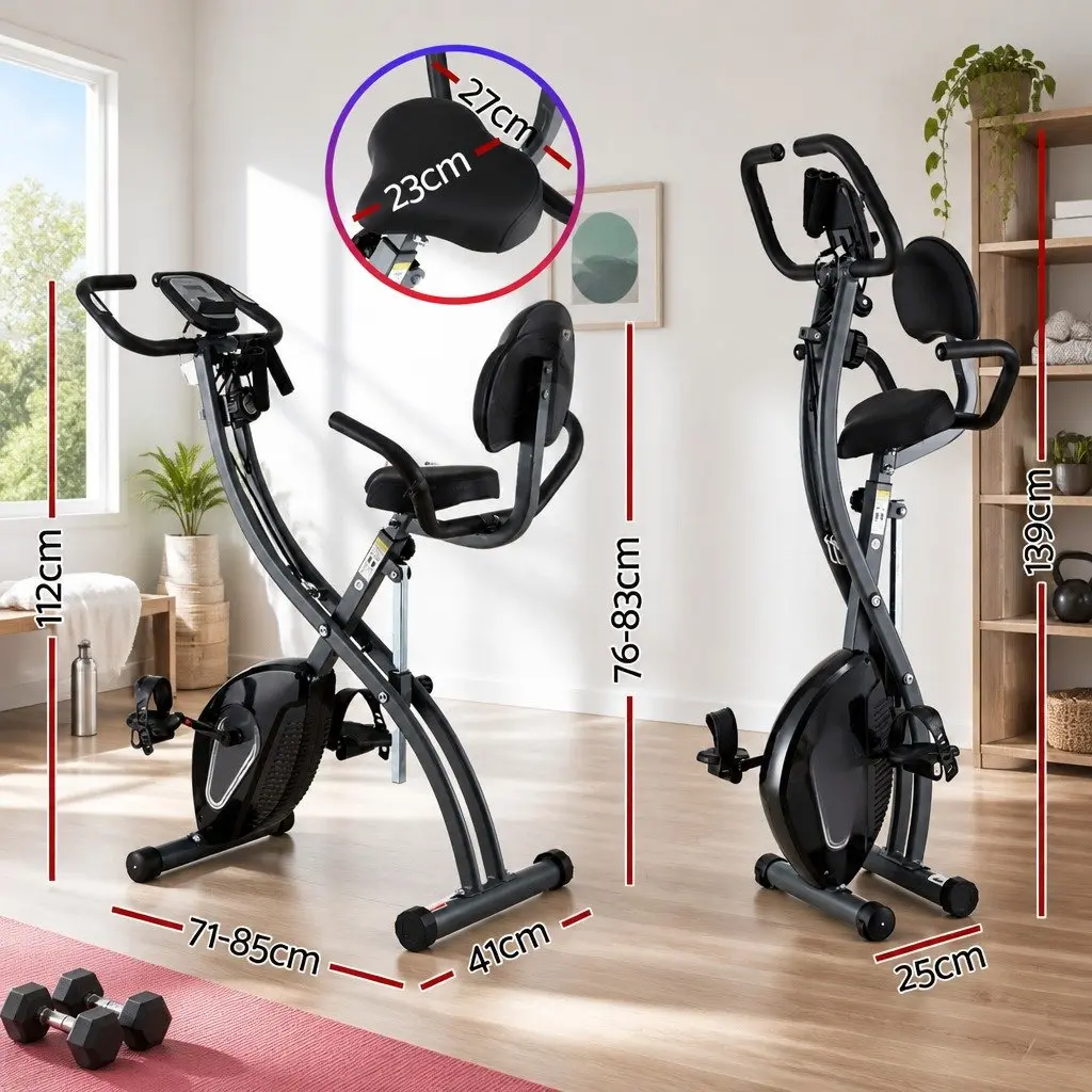 Folding Exercise Bike Magnetic X-Frame Indoor Aerobic Trainer Cycling Machine