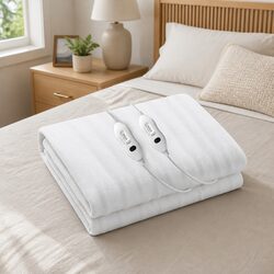 Queen Size Electric Blanket Fitted Polyester Heated Bed Throw Warm Sleep