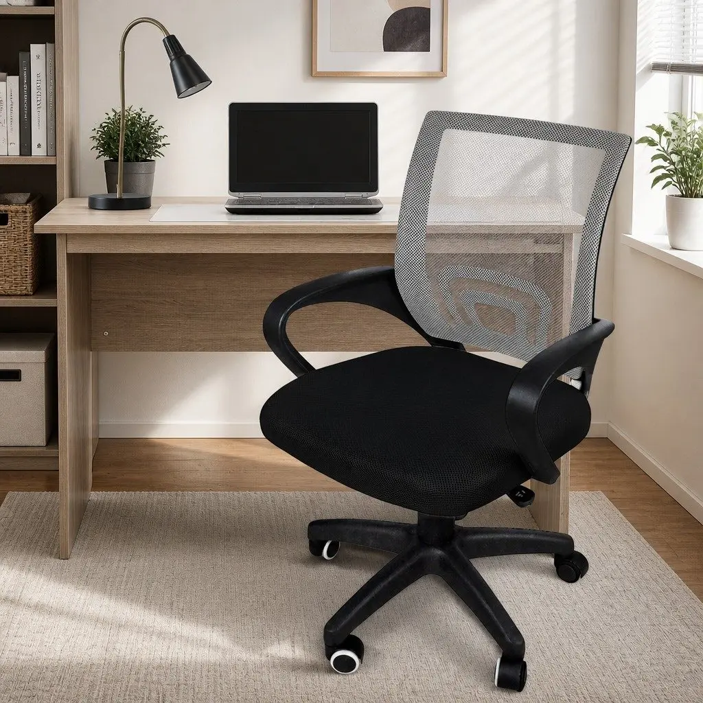 Office Chair Ergonomic Mesh Back Adjustable Height Black or Grey