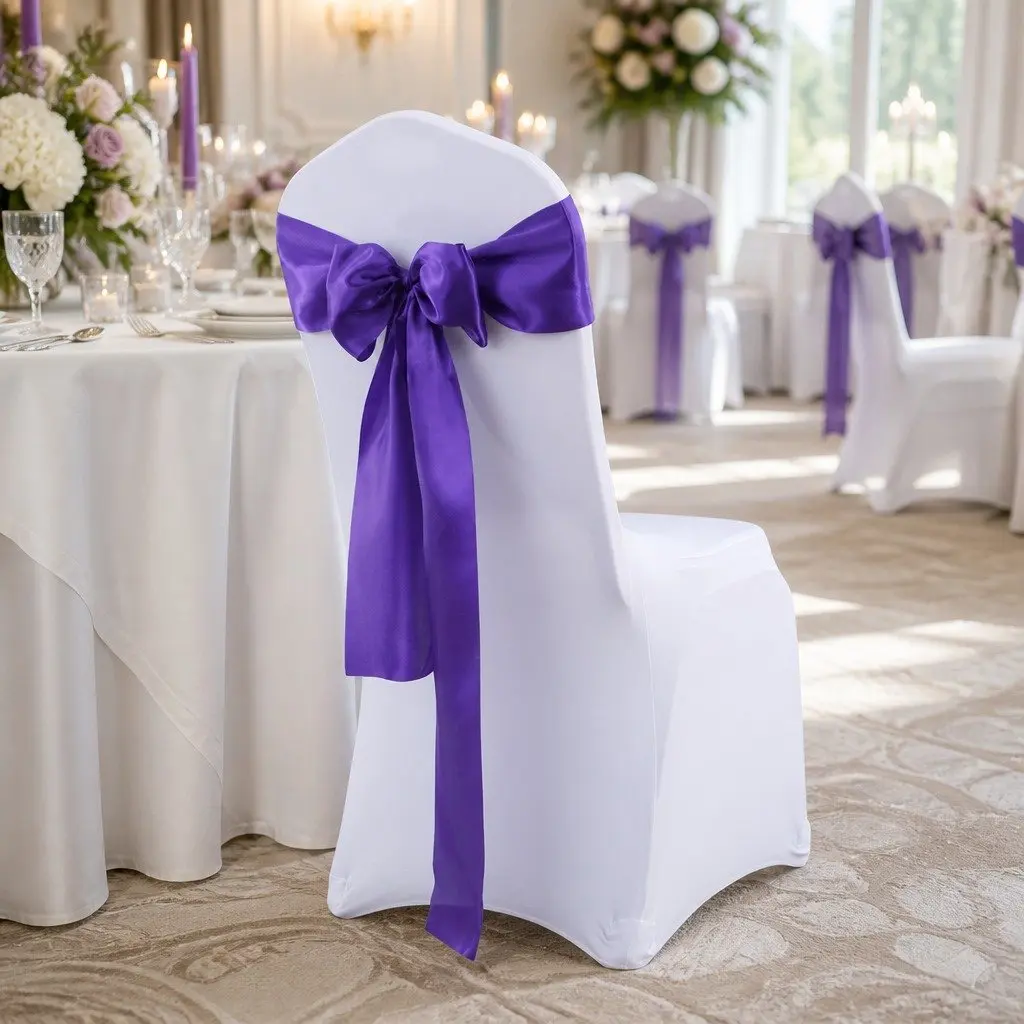 20 Piece Satin Chair Sashes Table Runner Eggplant Wedding Event Party Decoration