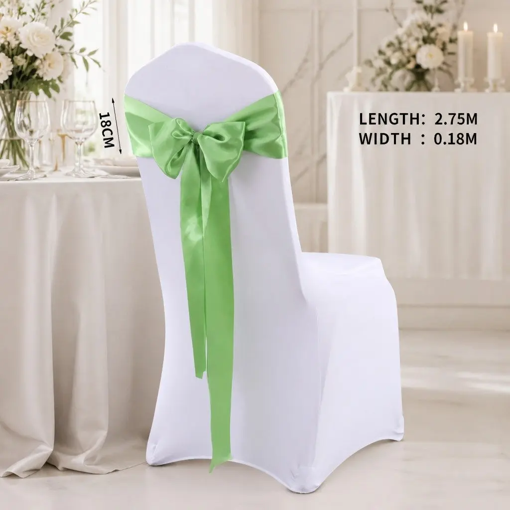 Chair Sashes Satin Fabric 20 Piece Grass Green for Weddings Party Banquet
