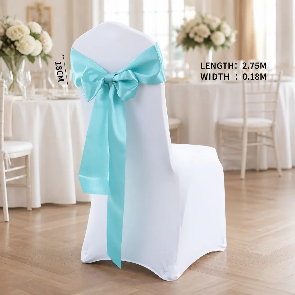 Satin Chair Sashes Stain Resistant 278x18cm for Wedding Ceremony Event Decoration
