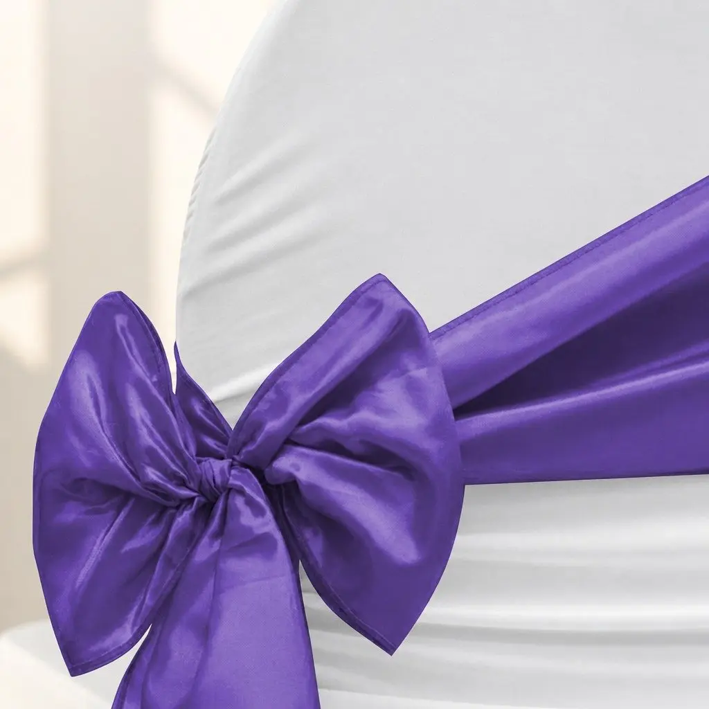 Satin Chair Sashes Table Runners 278x18 cm Eggplant Purple 50 Pcs