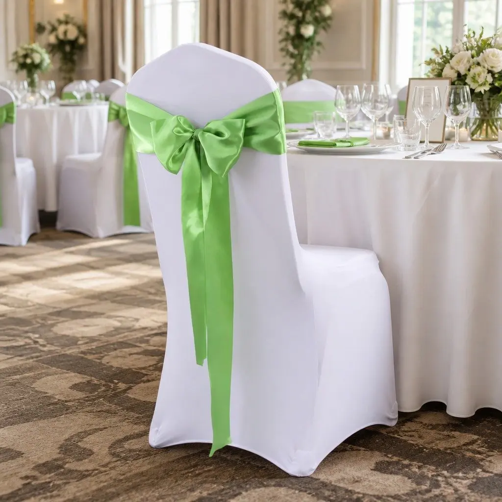 Satin Table Runner Chair Sash 278cm Grass Green Wedding Party Decor