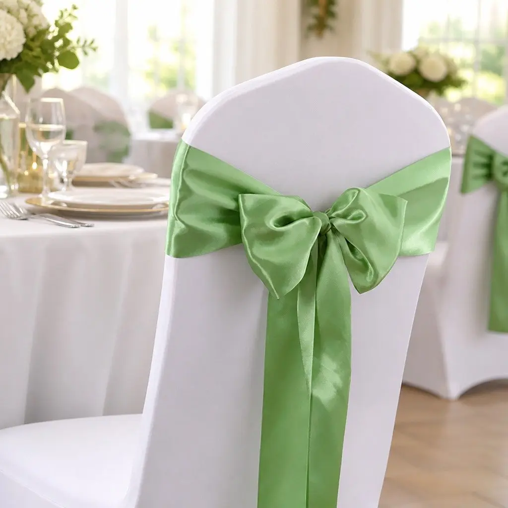 Satin Table Runner Chair Sash 278cm Grass Green Wedding Party Decor