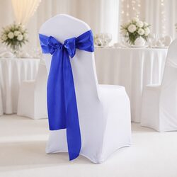 Multicoloured Satin Chair Sashes Fabric Covers Navy Wedding Party Decoration