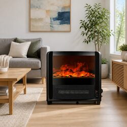 Electric Fireplace Heater 2000W Freestanding Indoor Flame Effect Black Mantel