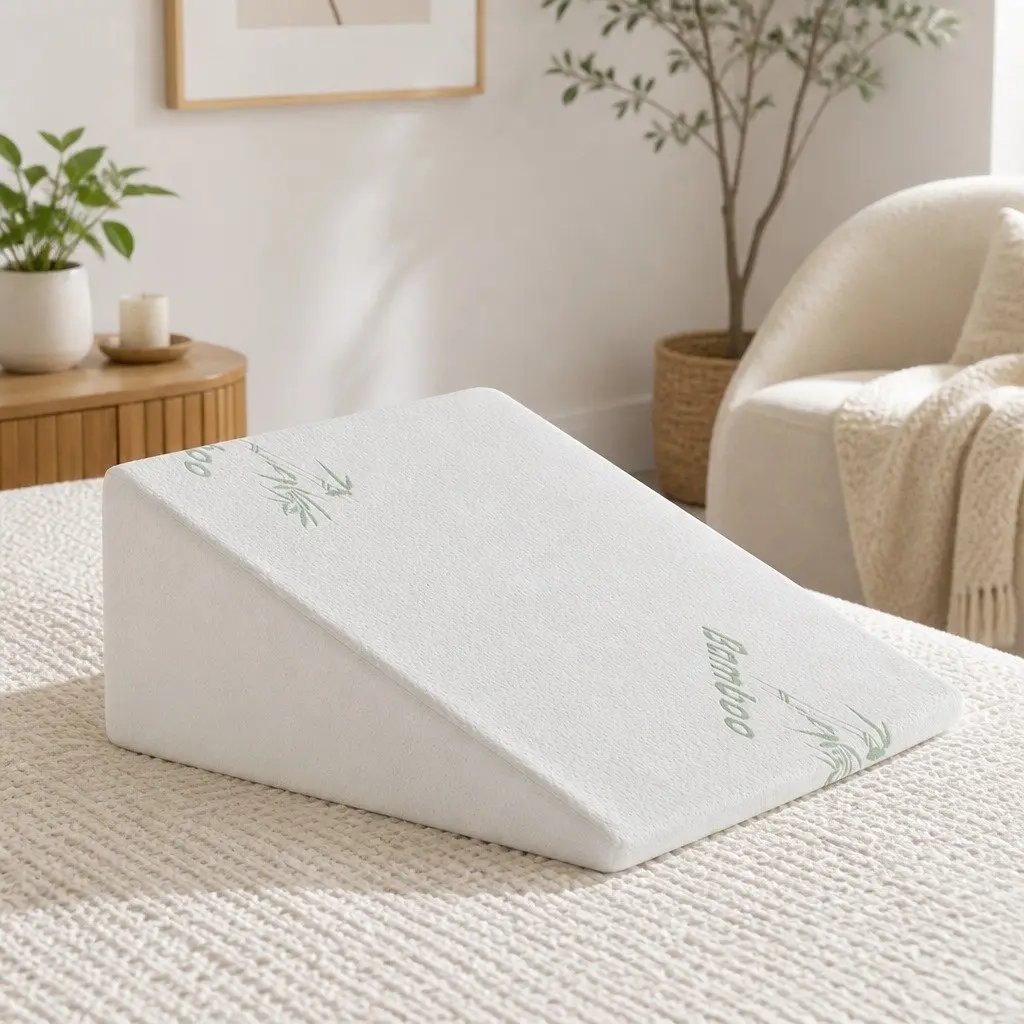 Wedge Pillow Memory Foam Support for Back and Legs White 30cm
