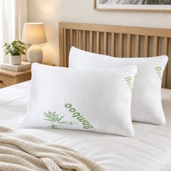 Memory Foam Pillow Bamboo Fabric Cover Neck Support Pressure Relief Sleep
