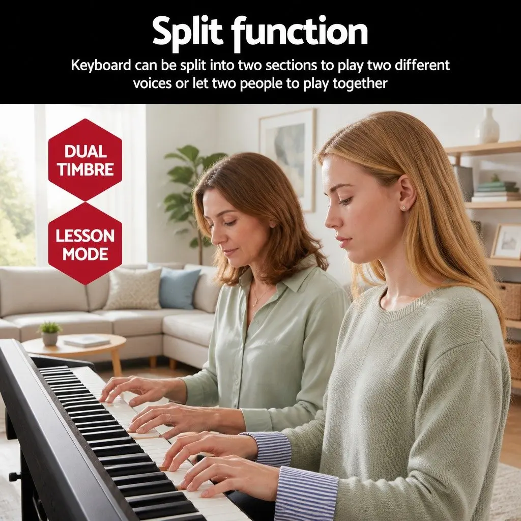 88 Key Electronic Piano Keyboard Touch Sensitive Black with Adjustable Stand