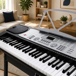 61-Key Electronic Piano Keyboard Digital Music Instrument with Stand LED