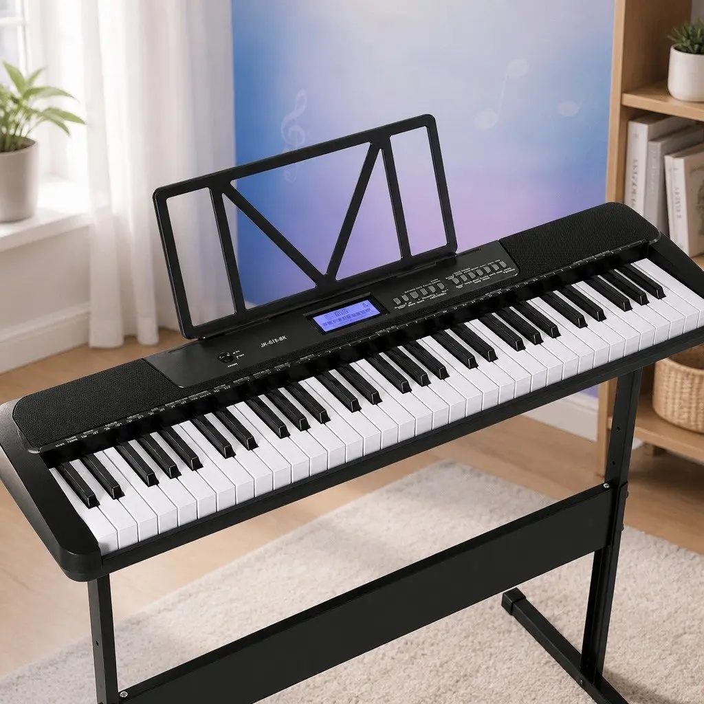 61 Key Electronic Piano Keyboard Portable Touch Sensitive Black