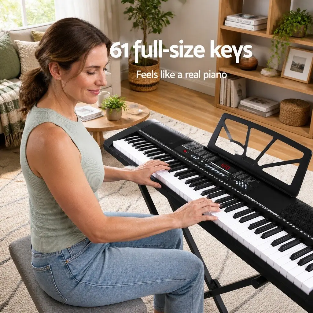 61 Keys Electronic Piano Keyboard Digital Musical Instrument with Stand and Speaker